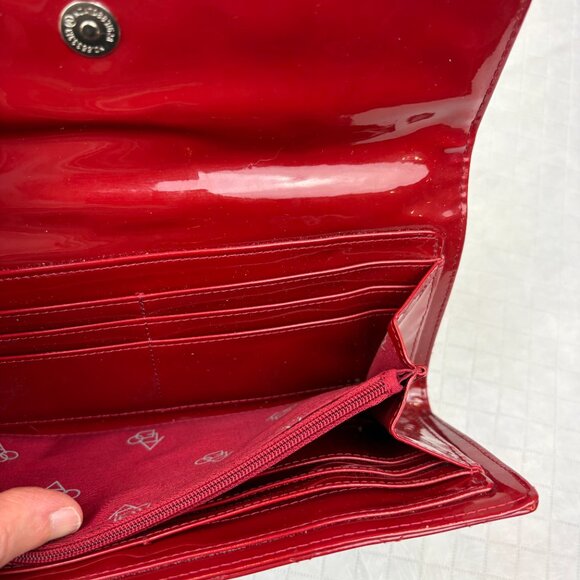 Aldo Red Quilted Patent Leather wallet / Wristlet Clutch - Picture 14 of 16